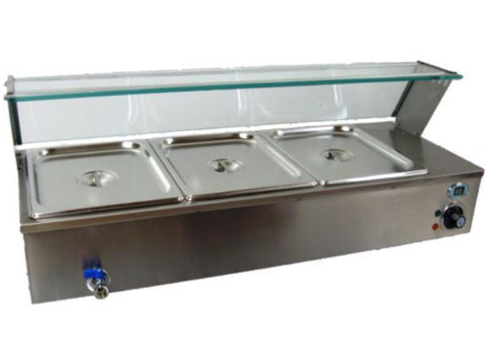 Bain Marie Table Top Curved Glass - Electric 3 Division